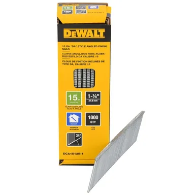 DeWalt DCA15125-1, accessory: 1-1/4 in. x 15-Gauge 34-Degree DA Bright Finish Nails (1000-Pack)