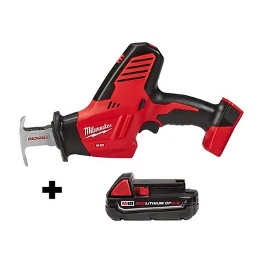 Milwaukee 2625-20-48-11-1820, bundle: M18 18V Lithium-Ion Cordless HACKZALL Reciprocating Saw with 2.0 Ah Compact Battery