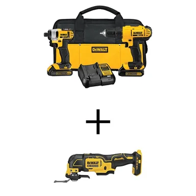 DeWalt DCK240C2WCS354B, bundle: 20V MAX Cordless Drill/Impact 2 Tool Combo Kit and Brushless Oscillating Multi Tool with (2) 1.3Ah Batteries and Charger
