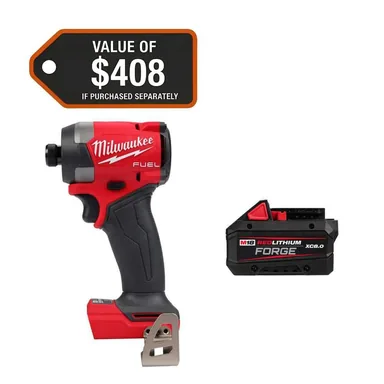 Milwaukee 2953-20-48-11-1881, bundle: M18 FUEL 18V Lithium-Ion Brushless Cordless 1/4 in. Hex Impact Driver w/ FORGE 8.0 Ah Battery