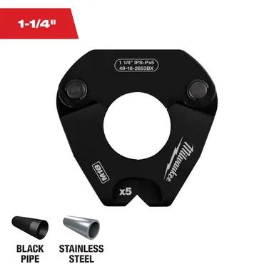 Milwaukee 49-16-2653BX, accessory: 1-1/4 in. IPS-P Pivoting Press Ring for M18 FORCE LOGIC Press Tools (photograph from the Home Depot listing)
