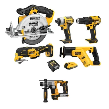 DeWalt DCK540D1WCH172B, bundle: 20V MAX Lithium-Ion Cordless Combo Kit (5-Tool) and ATOMIC Brushless 5/8 in. Hammer Drill with 2 Ah Battery and Charger