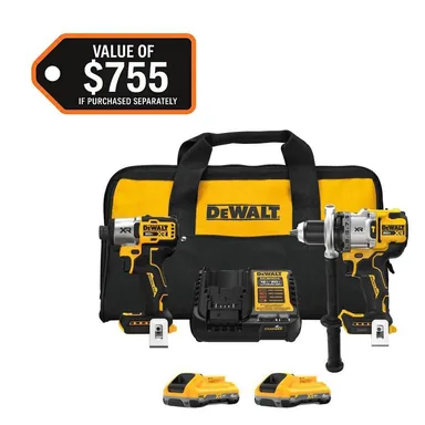 DeWalt DCK2101QQ2, bundle: 20V MAX Lithium-Ion Cordless 2-Tool Combo Kit with (2) 4.0 Ah Batteries, Charger and Kit Bag (photograph from the Home Depot listing)