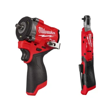 Milwaukee 2562-20-3052-20, bundle: M12 FUEL 12V Lithium-Ion Brushless Cordless Stubby 3/8 in. Impact Wrench & M12 12V Lithium-Ion 1/4 in. Cordless Ratchet