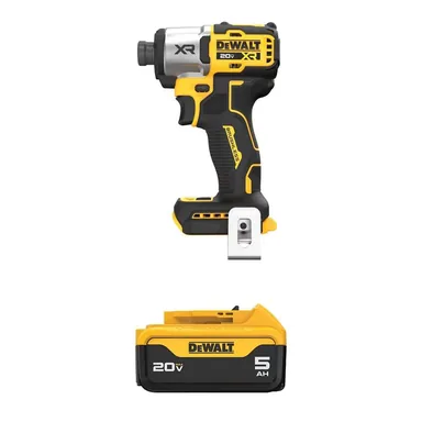 DeWalt DCF845BWDCB205, bundle: 20V MAX XR Lithium-Ion Cordless Brushless 1/4 in. 3-Speed Impact Driver with 20V MAX Premium 5.0 Ah Battery Pack