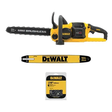 DeWalt DCCS670BW16TB16, bundle: FLEXVOLT 60-Volt MAX 16 in. Brushless Cordless Battery Powered Chainsaw (Tool Only) with Extra 16 in. Bar and Chain