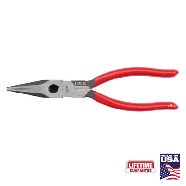 Milwaukee MT505, unpowered: 8 in. Long Needle Nose Pliers with Fish Tape Puller and Dipped Grip