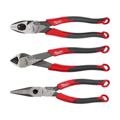 Milwaukee MT550-MT558-MT555, bundle: Linesman Plier w/Comfort Grip with 8 in. Long Nose Plier w/Comfort Grip and 8 in. Diagonal Plier w/Comfort Grip