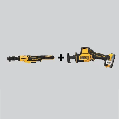 DeWalt DCF513BWCS369E1, bundle: Atomic 20-Volt MAX Cordless Brushless Compact Reciprocating Saw & Atomic 3/8 in. Ratchet with 1.7 Ah Battery & Charger
