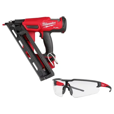 Milwaukee 2839-20-48-73-2010, bundle: M18 FUEL 18-Volt Lithium-Ion Brushless Cordless Gen II 15GA Finish Nailer Tool-Only w/Clear Anti Scratch Safety Glasses
