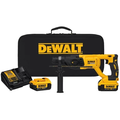 DeWalt DCH133M2, kit: 20V MAX Cordless Brushless 1 in. SDS Plus D-Handle Concrete and Masonry Rotary Hammer and (2) 20V 4.0Ah Batteries
