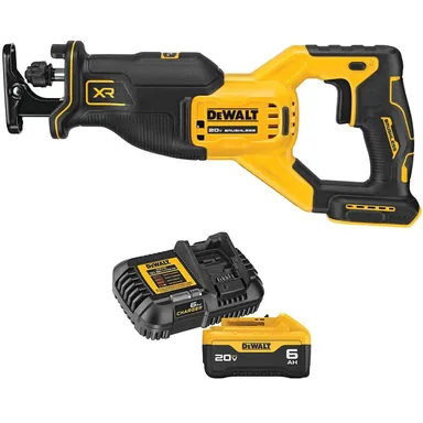 DeWalt DCS382BWDCB206C, bundle: 20V MAX XR Lithium-Ion Cordless Brushless Reciprocating Saw with 6.0 Ah Battery Pack and Charger Kit