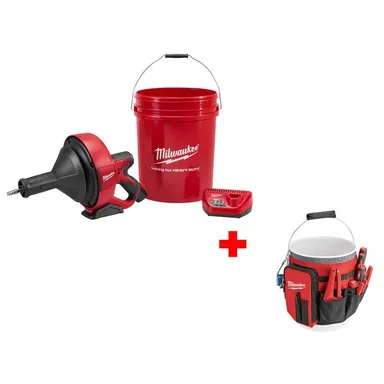 Milwaukee 2571-21-48-22-8175, bundle: M12 12-Volt Lithium-Ion Cordless Drain Snake Kit with Bucket Organizer Bag