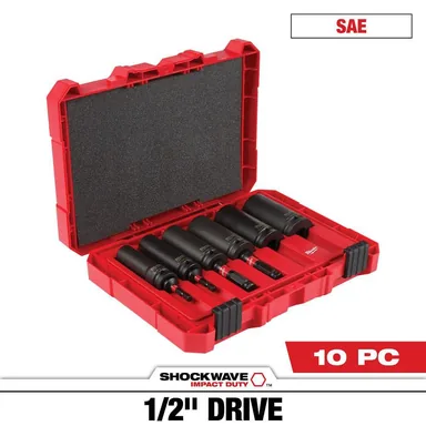 Milwaukee 49-66-5125, accessory: SHOCKWAVE Impact Duty Lineman's 1/2 in. Drive 2-in-1 12-Point Socket Set (10-Piece)
