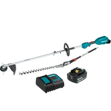Makita XUX02SM1X2, kit: Makita XUX02SM1X2 18V LXT Brushless Couple Shaft Power Head 4.0Ah Kit with 13-Inch String Trimmer & 20-Inch Hedge Trimmer Attachments