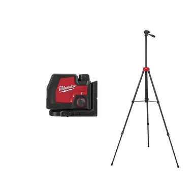 Milwaukee 3522-21-48-35-1411, bundle: Green 100 ft. Cross Line/Plumb Points Rechargeable Laser Level with Battery/Charger with 72 in. Adjustable Laser Tripod