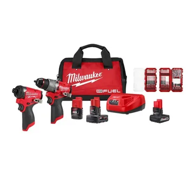 Milwaukee 3497-22-48-11-2450-48-32-5150, bundle: M12 FUEL 12V Cordless Hammer Drill/Impact Combo Kit (2-Tool) w/5.0Ah Battery & SHOCKWAVE Bit Set (100-Pc)