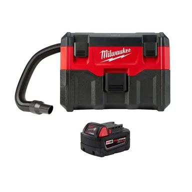 Milwaukee 0880-20-48-11-1850, bundle: M18 18-Volt 2 Gal. Lithium-Ion Cordless Wet/Dry Vacuum with 5.0 Ah Lithium-Ion XC Extended Capacity Battery Pack