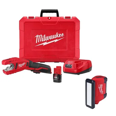 Milwaukee 2471-21-2367-20, bundle: M12 12V Lithium-Ion Cordless Copper Tubing Cutter Kit w/1.5 Ah Battery, Charger & Hard Case w/M12 ROVER Service Light