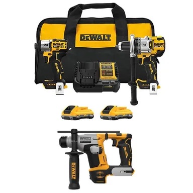 DeWalt DCK2101QQ2W172B, bundle: 20-Volt MAX Lithium-Ion Cordless 2-Tool Combo Kit and 5/8 in. SDS Plus Hammer Drill w/ (2) 4 Ah Batteries, Charger & Bag