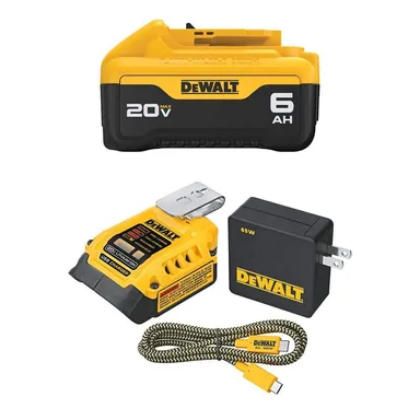 DeWalt DCB206WDCB094K, bundle: 20-Volt MAX Lithium-Ion 6. 0Ah Battery Pack with 20-Volt MAX Charger and USBC Adaptor Kit