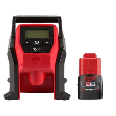 Milwaukee 2475-20-48-11-2420, bundle: M12 12-Volt Electric Portable Inflator (Tool-Only) with M12 12-Volt Lithium-Ion 2.0 Ah Compact Battery Pack