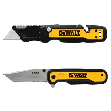 DeWalt DWHT10996, accessory: Push and Flip Folding Lock-Back Utility Knife and 3.3 in. Tanto Pocket Knife with Quick Flip Set (2-Piece)