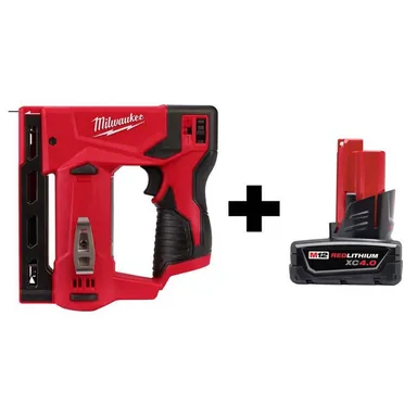Milwaukee 2447-20-48-11-2440, bundle: M12 12-Volt Lithium-Ion Cordless 3/8 in. Crown Stapler with 4.0 Ah M12 Battery