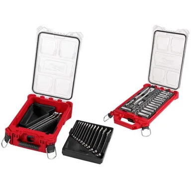 Milwaukee 48-22-9483-48-22-9482, bundle: Metric Combination Wrench Set and 3/8 in. Drive Metric Ratchet & Socket Mechanics Tool Set with PACKOUT Case (47-Piece)