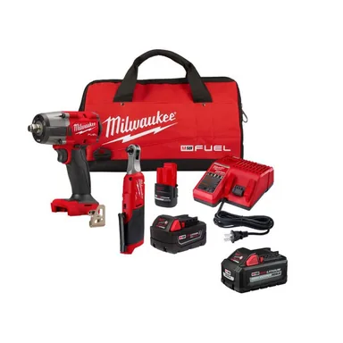 Milwaukee 3890-22-48-11-1865, bundle: M18 FUEL 18V Cordless Mid Torque 1/2 in. Impact Wrench w/ M12 FUEL 3/8 in. Ratchet Combo Kit w/ 6.0 Battery