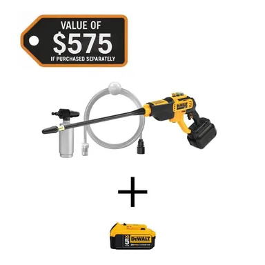 DeWalt DCPW550P1DCB205, unclassified: 20V MAX 550 PSI 1.0 GPM Cold Water Cordless Battery Power Cleaner with 4-Nozzles Kit with (2) 5.0 Ah Battery and Charger