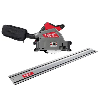 Milwaukee 2831-20-48-08-0571, bundle: M18 FUEL 18V Lithium-Ion Cordless Brushless 6-1/2 in. Plunge Cut Track Saw with 55 in. Track Saw Guide Rail (photograph from the Home Depot listing)