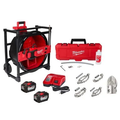 Milwaukee 2819-22-48-53-3028, bundle: M18 18V Lithium-Ion Cordless High Speed Drain Cleaner w/5/16 in. x 7 5 ft. Cable & Grease Penetrating Chain Knocker Head