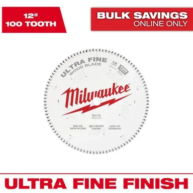 Milwaukee 48-40-1228, accessory: 12 in. x 100-Tooth Ultra Fine Finish Circular Saw Blade