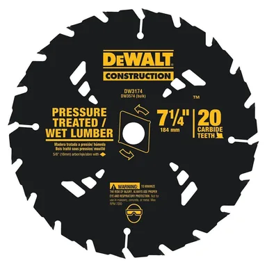 DeWalt DW3174, accessory: 7-1/4 in. 20T Pressure Treated Wet Lumber Circular Saw Blade
