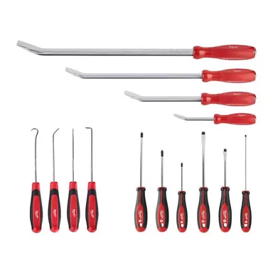 Milwaukee 48-22-9214-48-22-9215-48-22-2706, bundle: Pry Bar and Hook and Pick Mechanic Tool Set (14-Piece )