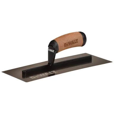 DeWalt DXTT-2-986, unpowered: 12 in. x 4. in FLEX Drywall Curved Trowel with 0.5 mm Triple-Hardened Stainless Steel Blade and Leather Composite Handle