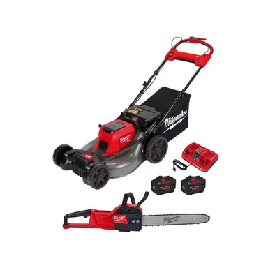 Milwaukee 2823-22HD-2727-20, bundle: M18 FUEL Brushless Cordless 21 in. Dual Battery Self-Propelled Lawn Mower w/ Chainsaw, (2) 12.0Ah Batteries