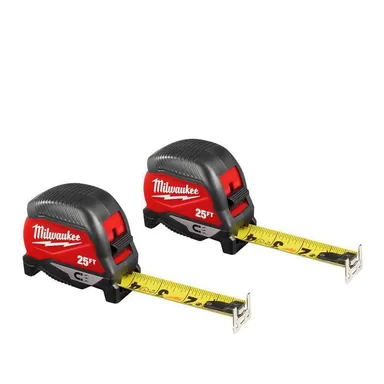 Milwaukee 48-22-1025MG, unpowered: 25 ft. Compact Magnetic Tape Measure (2-Pack)