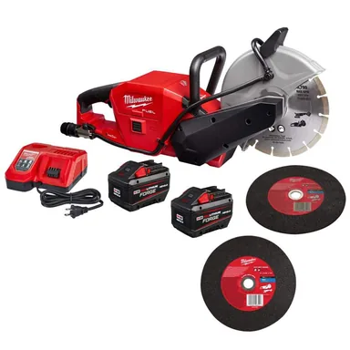 Milwaukee 2786-22HD-49-94-9000, bundle: M18 FUEL ONE-KEY 18V Lithium-Ion Brushless Cordless 9 in. Cut Off Saw Kit W/(2) 12. 0Ah Batteries & Rapid Charger