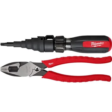 Milwaukee 48-22-2870-48-22-6100, bundle: 7-in-1 Conduit Reaming Multi-Bit Screwdriver with High Leverage Lineman's Pliers