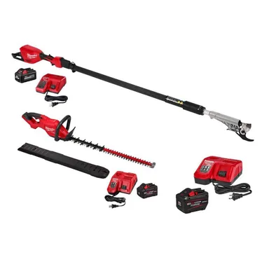 Milwaukee 3008-21-48-59-1300-3034-21, bundle: M18 Brushless 18V Cordless Telescoping Pole Pruning Shears Kit, Battery/Charger w/ FORGE Starter Kit, M18 Hedge Trimmer