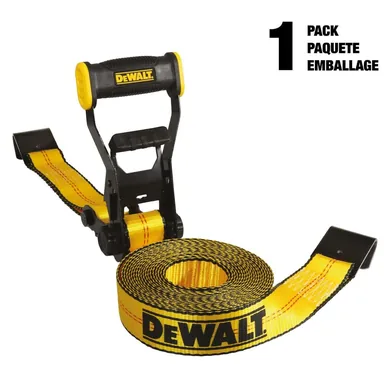 DeWalt DXBC10000F, unpowered: 2 in. x 27 ft. Heavy-Duty Ratchet Tie-Down Strap w/Flat Hooks, 10,000 lbs. Break Strength