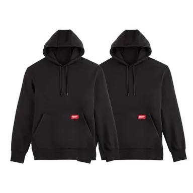 Milwaukee 351B-S-351B-S, bundle: Men's Small Black Midweight Cotton/Polyester Long Sleeve Pullover Hoodie (2-Pack)