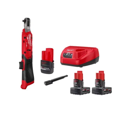 Milwaukee 3052-21-48-11-2442, bundle: M12 FUEL 12V Lithium-Ion Compact 1/4 in. Cordless Ratchet Kit with Battery, Charger, & 4. 0Ah (2-Pack)