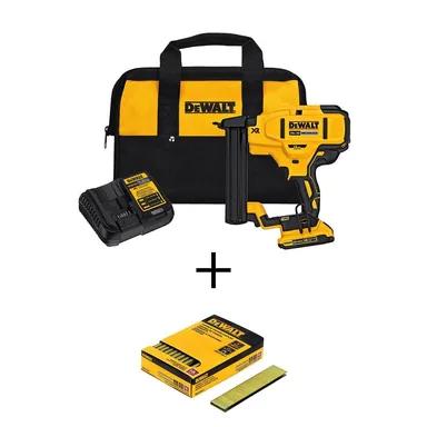 DeWalt DCN681D1W8100-2, bundle: 20V MAX XR Lithium-Ion Cordless 18-GA Narrow Crown Stapler Kit with 1/4 in. x 1 in. 18-GA Crown Staple (2500-Pieces)