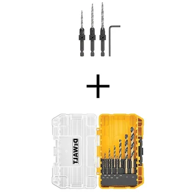 DeWalt DW2535WDWA1180, accessory: Steel Countersink Set (3-Piece) and Black and Gold Drill Bit Set (10-Piece)