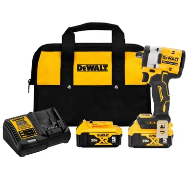 DeWalt DCF921P2, kit: ATOMIC 20V MAX Lithium-Ion Cordless Brushless 1/2 in. Impact Wrench Kit with Hog Ring Anvil with (2) 20V 5Ah Batteries