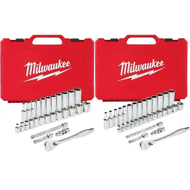 Milwaukee 48-22-9408-48-22-9508, bundle: 3/8 in. Drive SAE/Metric Ratchet and Socket Mechanics Tool Set (60-Piece)