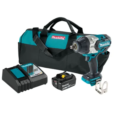 Makita XWT19T, kit: Makita XWT19T 18V LXT Lithium-Ion Brushless Cordless 3-Speed 1/2" Sq. Drive Impact Wrench Kit w/ Detent Anvil (5.0Ah)